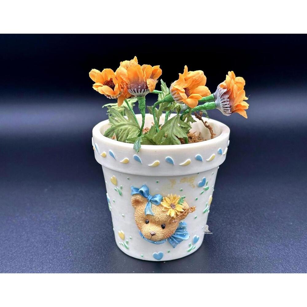 Cherished Teddies Faux Flowers ©1996 Priscilla Hillman Orange Artificial Flowers